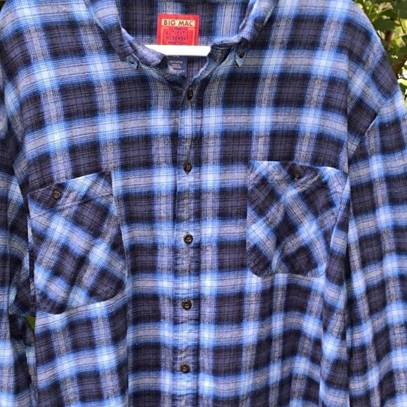 Vintage JC Penney Big Mac Heavy Blue Gray Plaid Flannel Size XXL 2XL - Picture 3 of 4
